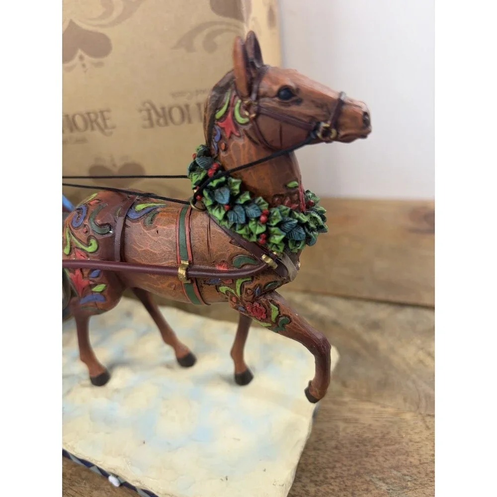 2006 Jim Shore Heartwood Creek Dashing Into The Season Couple in Sleigh W/ Horse